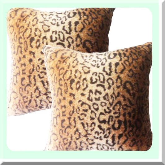 Luxury Jungle Wildlife Plush Pillow Covers - Leopard Cheetah Animal Print Cushion Cover for Home Decor - Brown Gold Soft Throw Pillow Cover