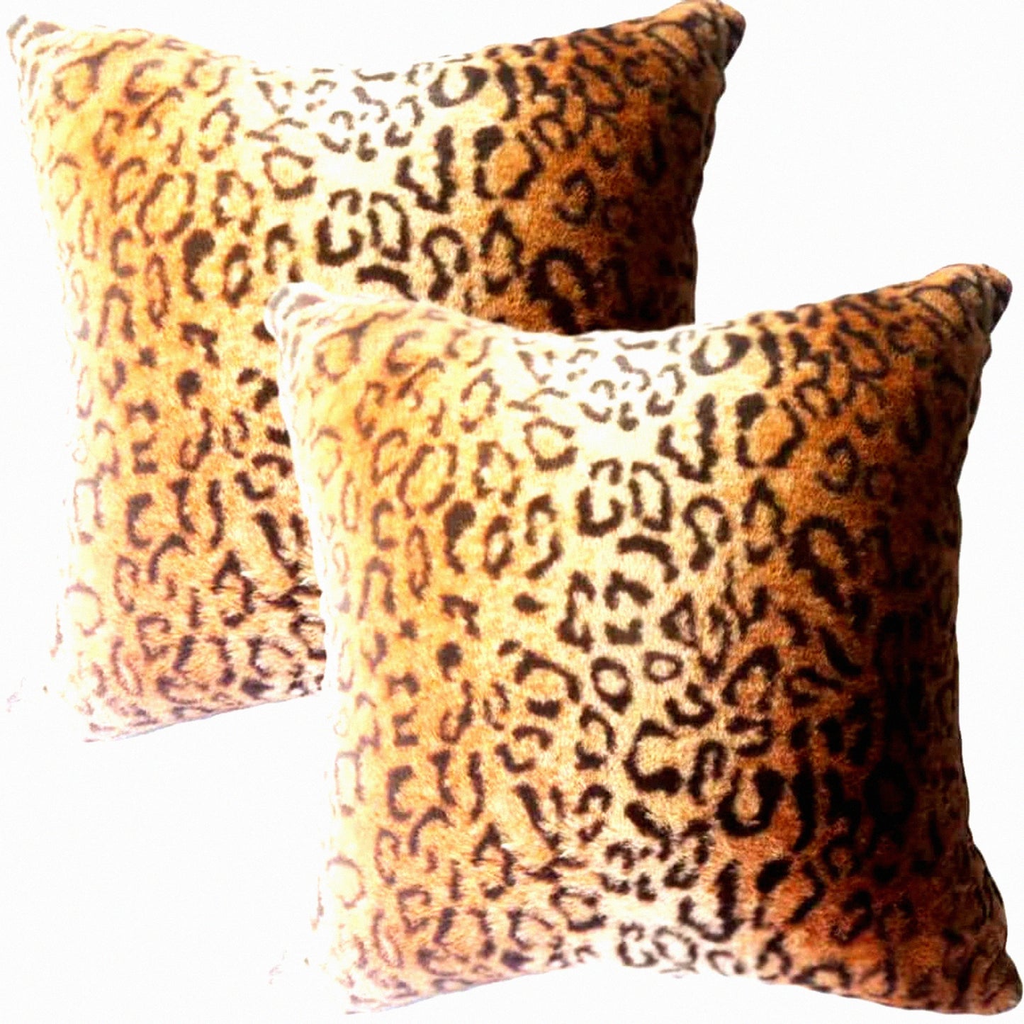 Luxury Jungle Wildlife Plush Pillow Covers - Leopard Cheetah Animal Print Cushion Cover for Home Decor - Brown Gold Soft Throw Pillow Cover