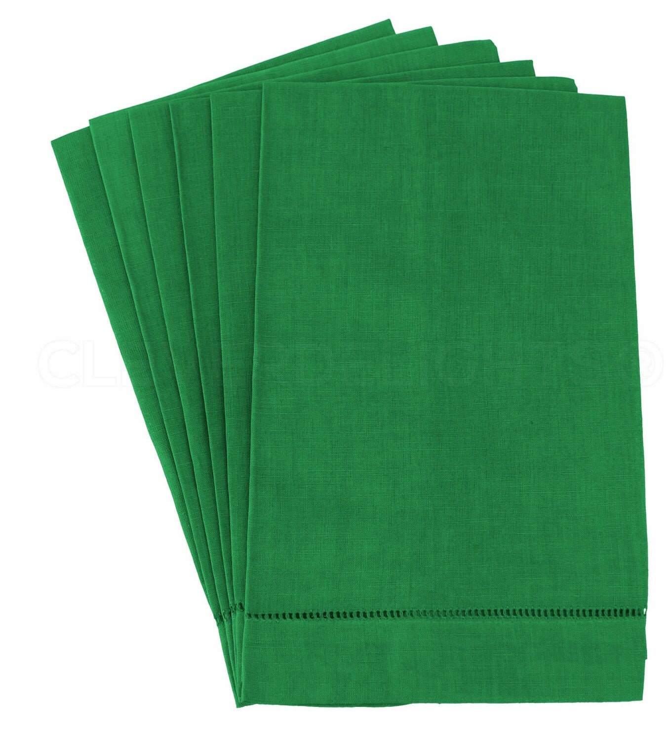 Green Hemstitched Hand Towels 14" x 22" 6 Pack
