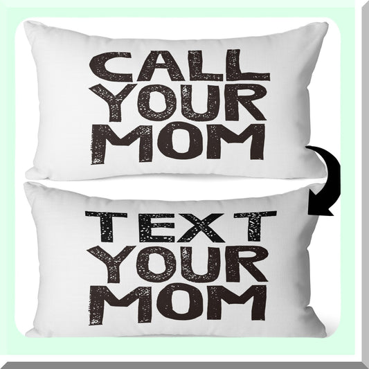 Funny Mom Text Reversible Throw Pillow - Daughter Son Gifts Dorm Room Accessories Graduation Party 12x20 Linen Cushion Cover Freshman Gift