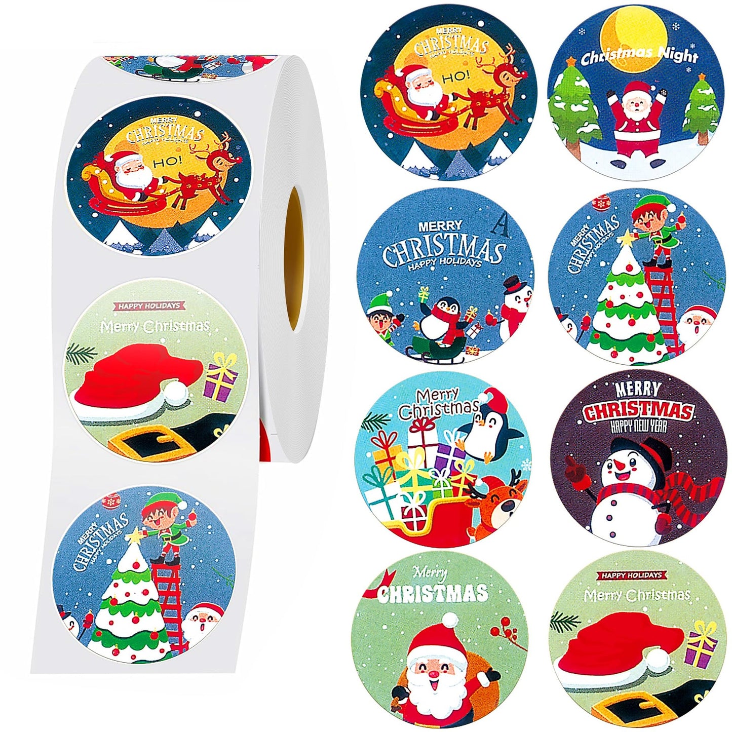 Festive Round Sticker Roll for Holiday Decorations