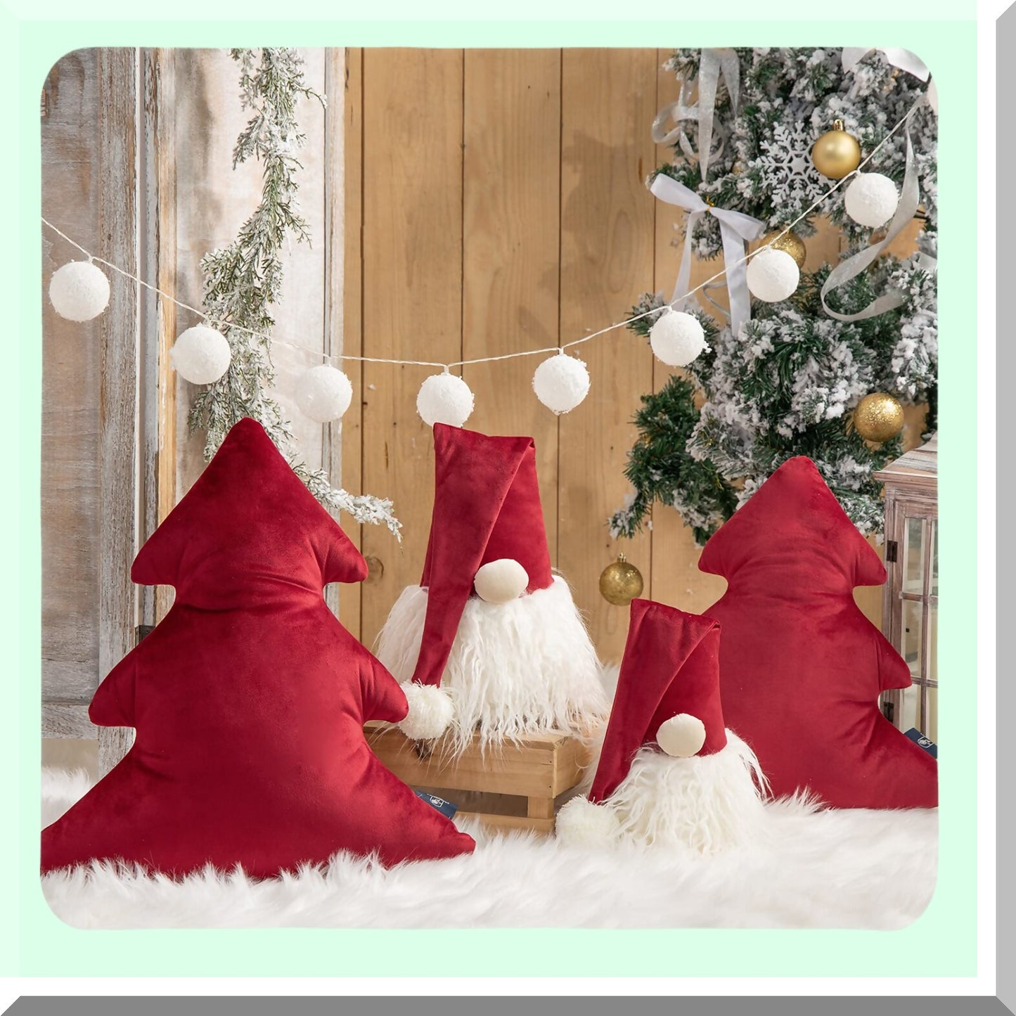 Christmas Cheer 3D Throw Pillow Set - Festive Xmas Tree & Gnome Decorative Cushions - Soft & Cozy Holiday Home Decor - Pack of 2, Red - 15.5 x 17 & 5.5 x 8.5 inches