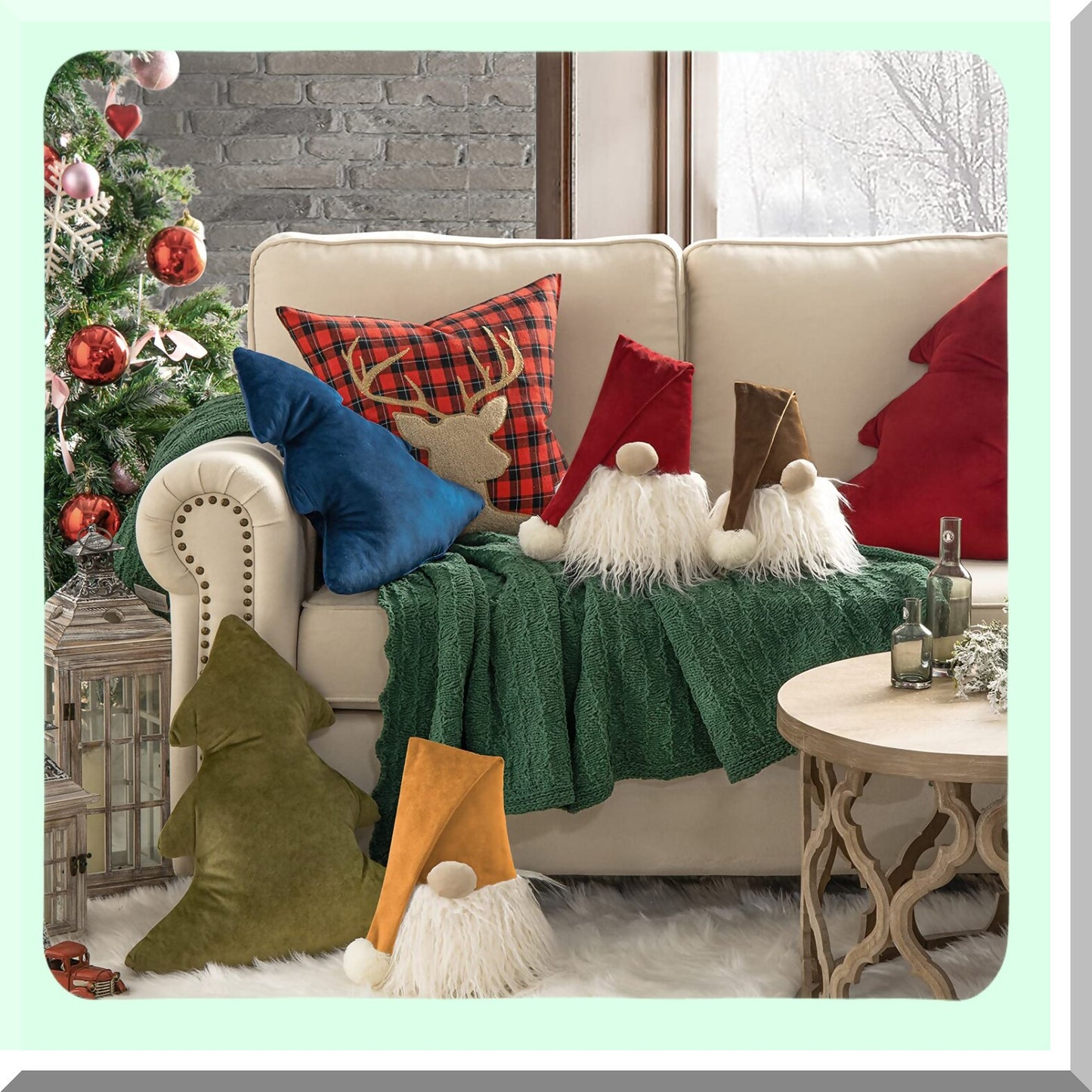 Christmas Cheer 3D Throw Pillow Set - Festive Xmas Tree & Gnome Decorative Cushions - Soft & Cozy Holiday Home Decor - Pack of 2, Red - 15.5 x 17 & 5.5 x 8.5 inches