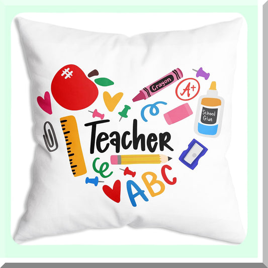 Motivational Teacher Heart Throw Pillow Cover - Ability Sign Decor for Sofa Couch Bed - 18x18 Inch Inspirational Teacher Gift - Soft Cushion Case