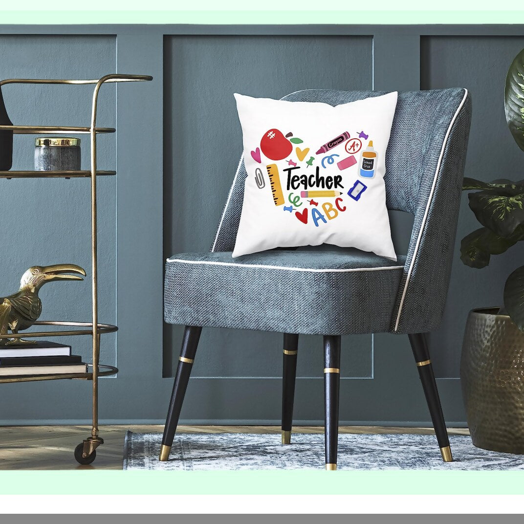 Motivational Teacher Heart Throw Pillow Cover - Ability Sign Decor for Sofa Couch Bed - 18x18 Inch Inspirational Teacher Gift - Soft Cushion Case