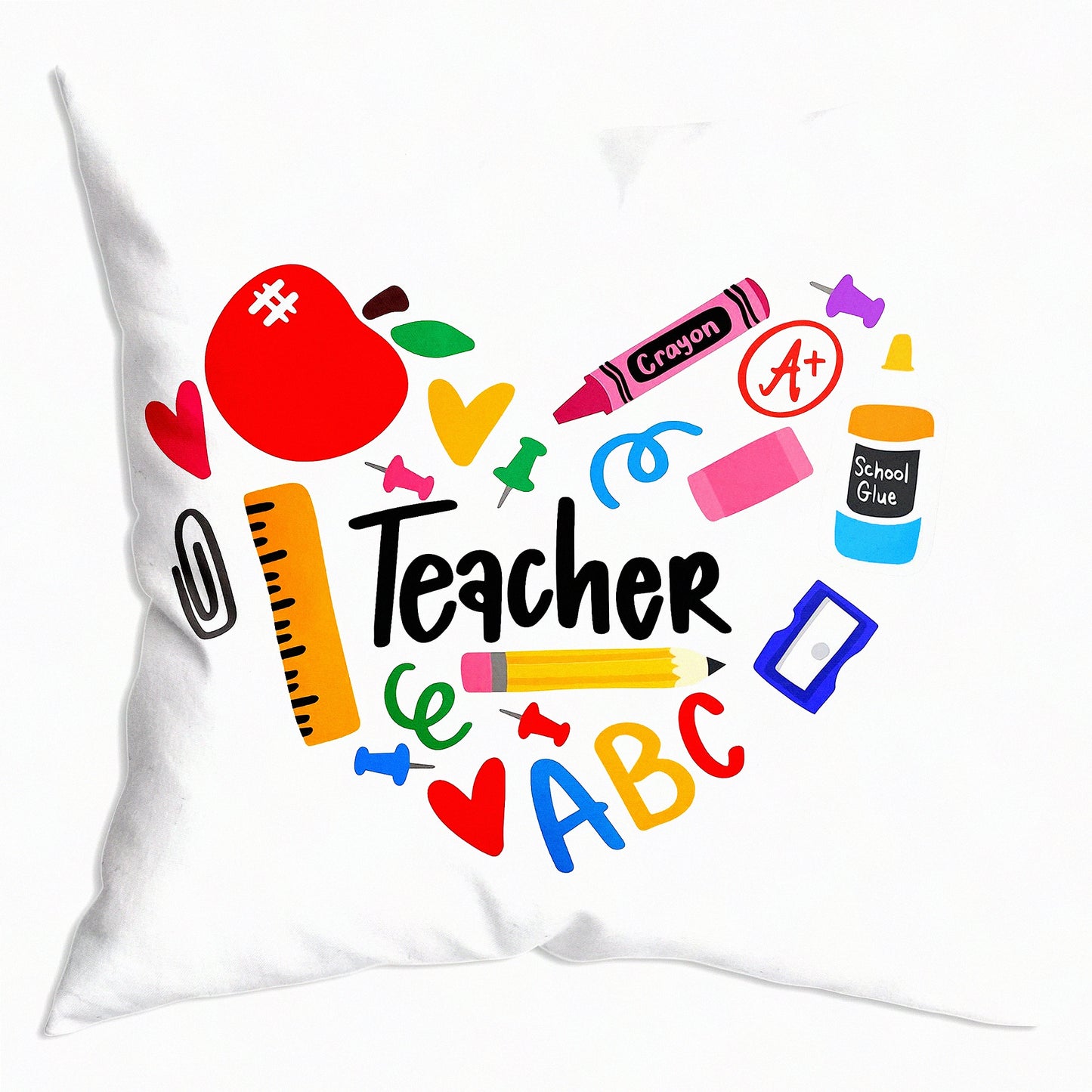 Motivational Teacher Heart Throw Pillow Cover - Ability Sign Decor for Sofa Couch Bed - 18x18 Inch Inspirational Teacher Gift - Soft Cushion Case