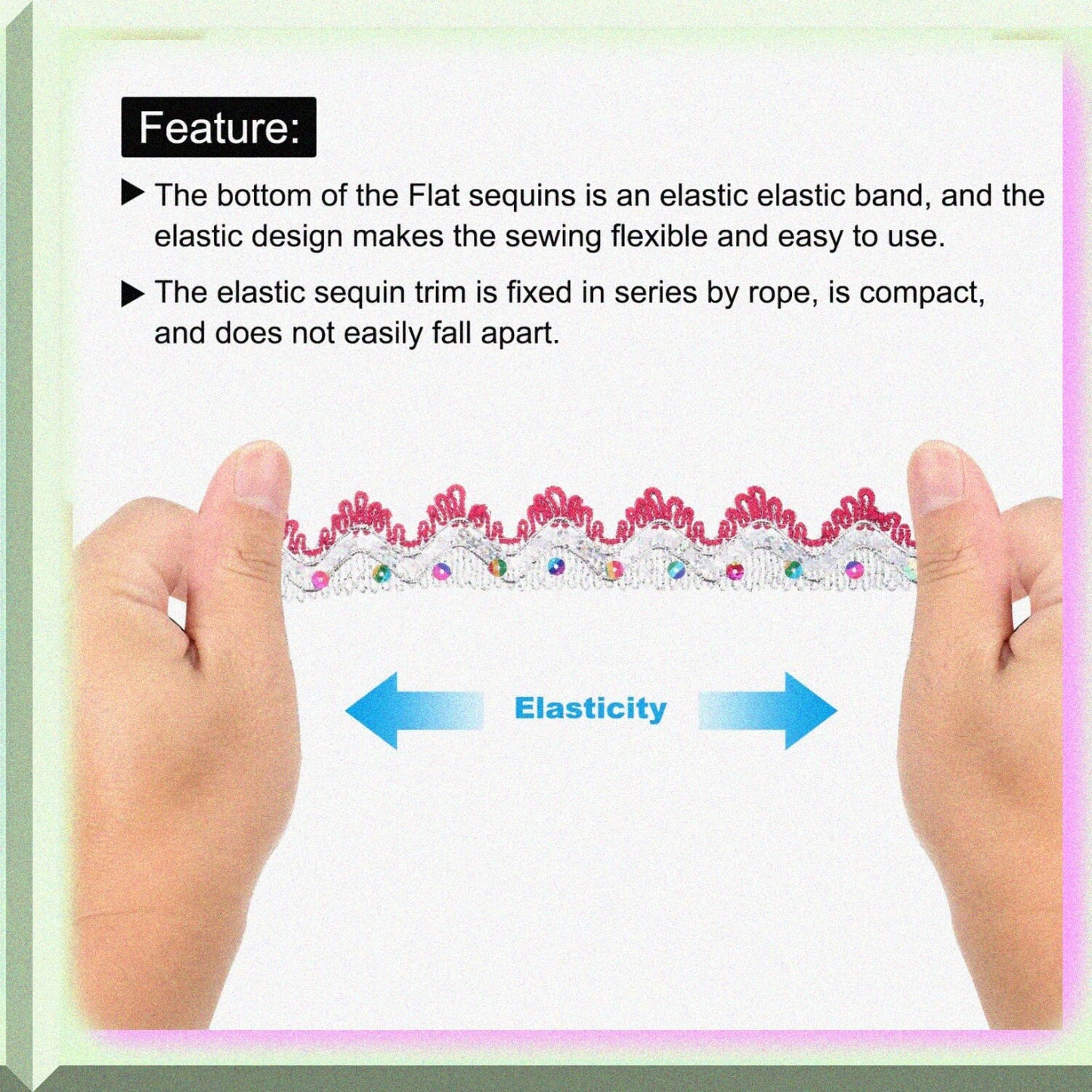 10 Yard Sequin Beaded Lace Trim 1.5 Inch Rose Red Silver