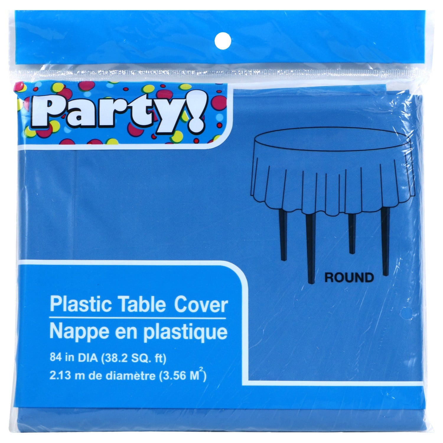 Blue Round Plastic Table Covers, 84 in. (Pack of 18)