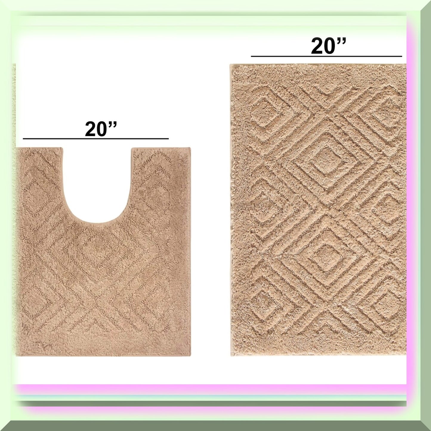 2-Piece Cotton Bath Mat Set in Beige