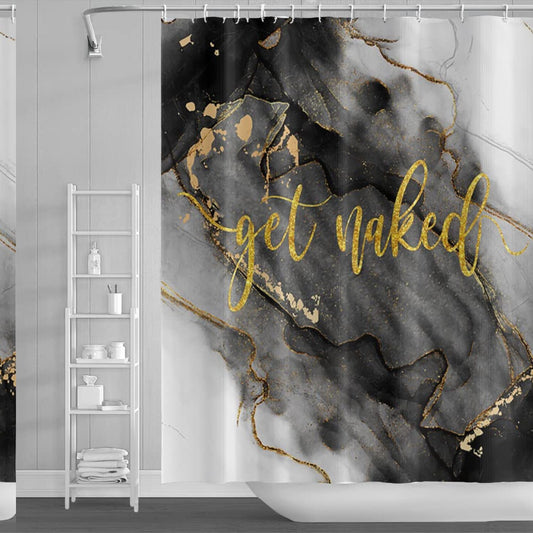 72x96inch Black and Gold Marble Shower Curtain