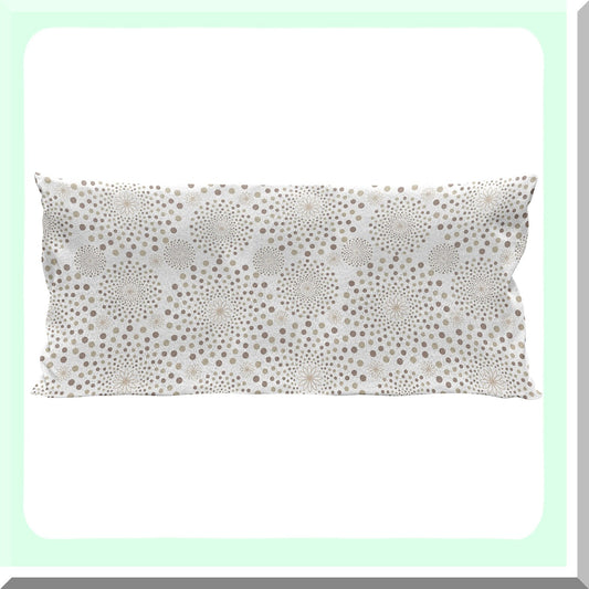 Geometric Floral Dots Monochromic Nostalgia Circles Throw Pillow - Warm Taupe Cocoa - 36" X 16"