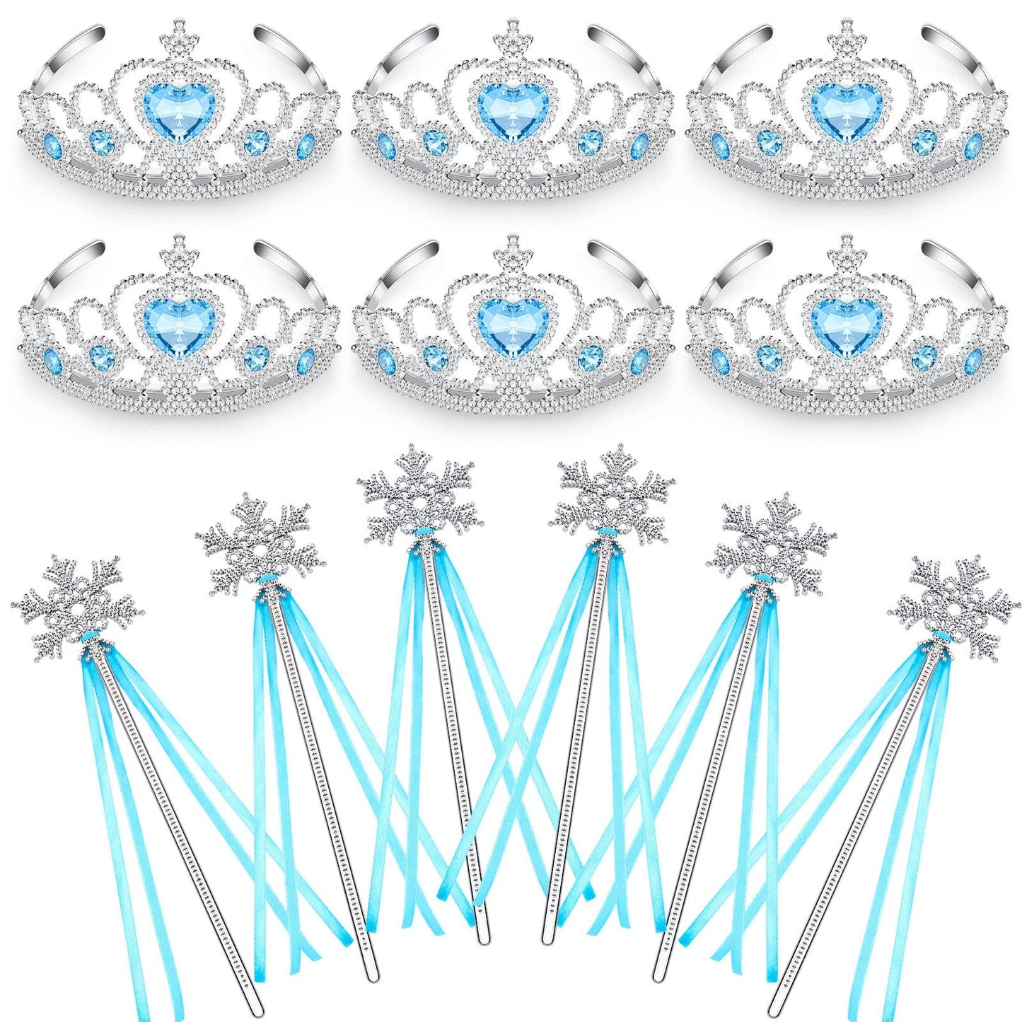 12-Piece Princess Crown and Wand Set for Girls