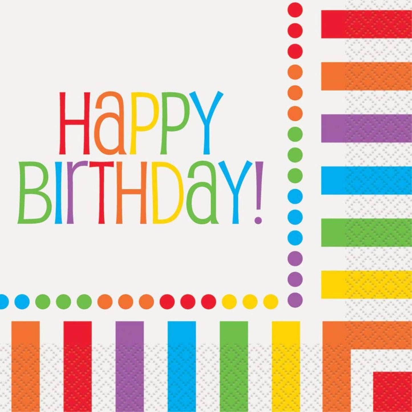 Vibrant Rainbow Birthday Luncheon Napkins 16 Pack