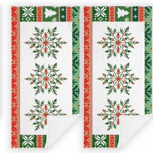 2 Pack Microfiber Snowflake Tree Hand Towels 13.8" x 29.1"