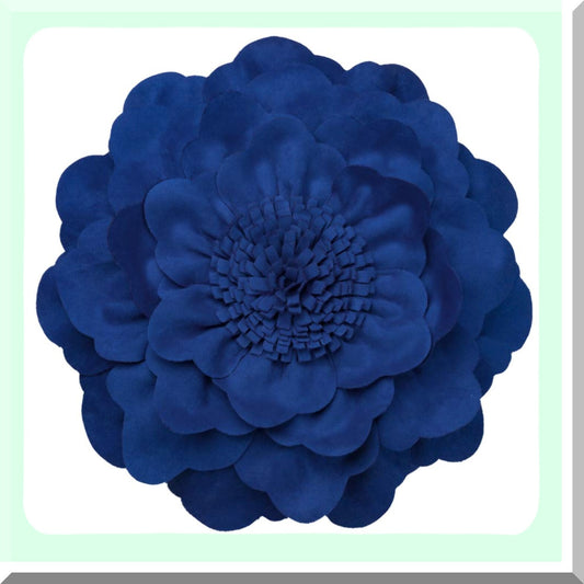 Floral Bliss Cushion Cover - Aesthetic Blue Flower Throw Pillow Case for Girly Farmhouse Decor, Cute Sofa Couch Protector with Zipper, 14 Inch Round