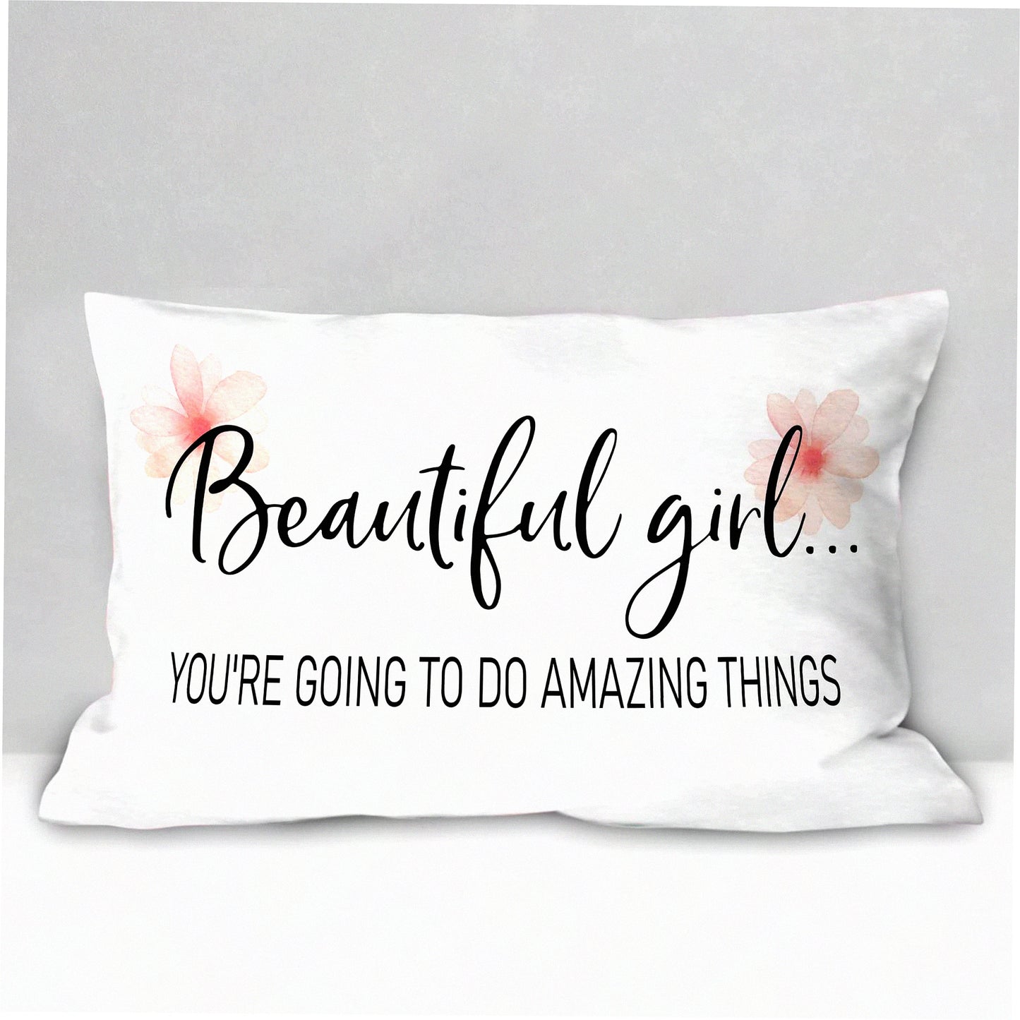 Amazing Things Soft Throw Pillow Cover - Motivational Quotes Decor for Girls Room & Living Room Sofa - Beautiful Girl Quotes Decorative Pillowcase (12 x 20 Inch)