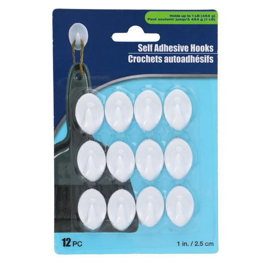 Tool Bench Mini Self-Adhesive Hooks, 1 in. (Pack of 24)