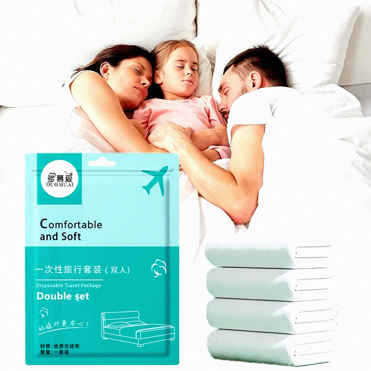TravelEase Disposable Bedding Set - Includes Sheets, Quilt Cover, and Pillowcases - No Wash Needed - Hotel Quality - Twin Size