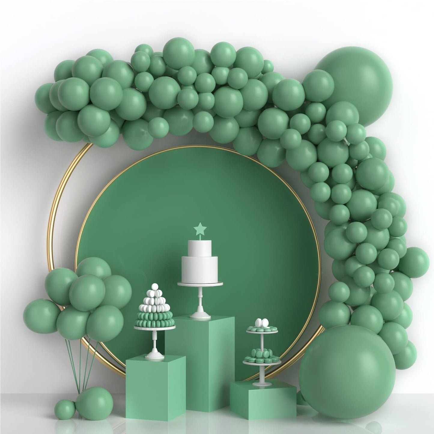 Sage Green Jungle Balloon Arch Kit - 105Pcs Matte Olive Green Balloons in 3 Sizes for Baby Shower, Teddy Bear Safari, Wild One 1st Birthday Decor