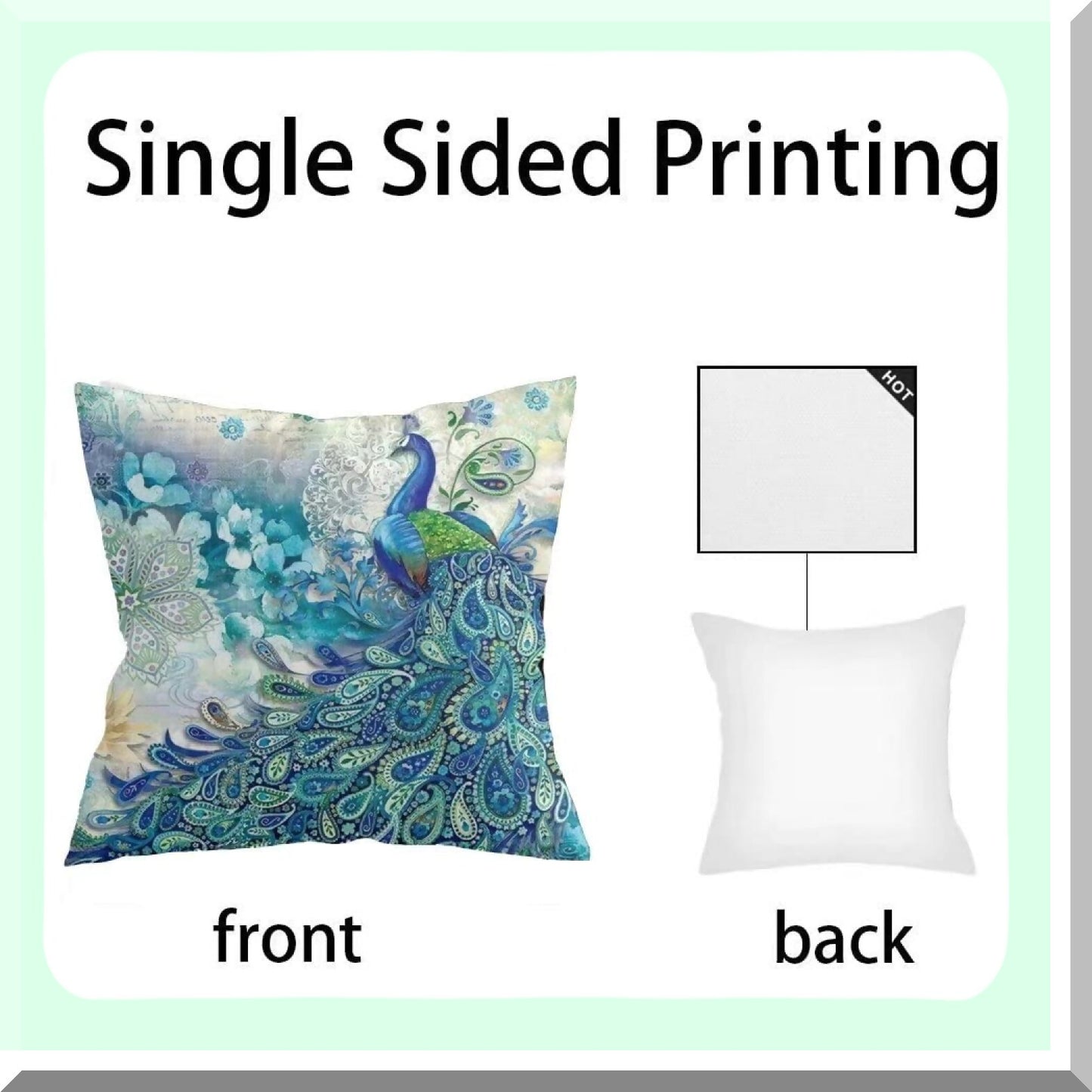 Watercolor Teal Peacock Decorative Pillow Covers - Set of 2 | Vintage Turquoise Gifts | Microfiber Fabric | Home Sofa Couch Bed Decor | Square 16x16 Inches