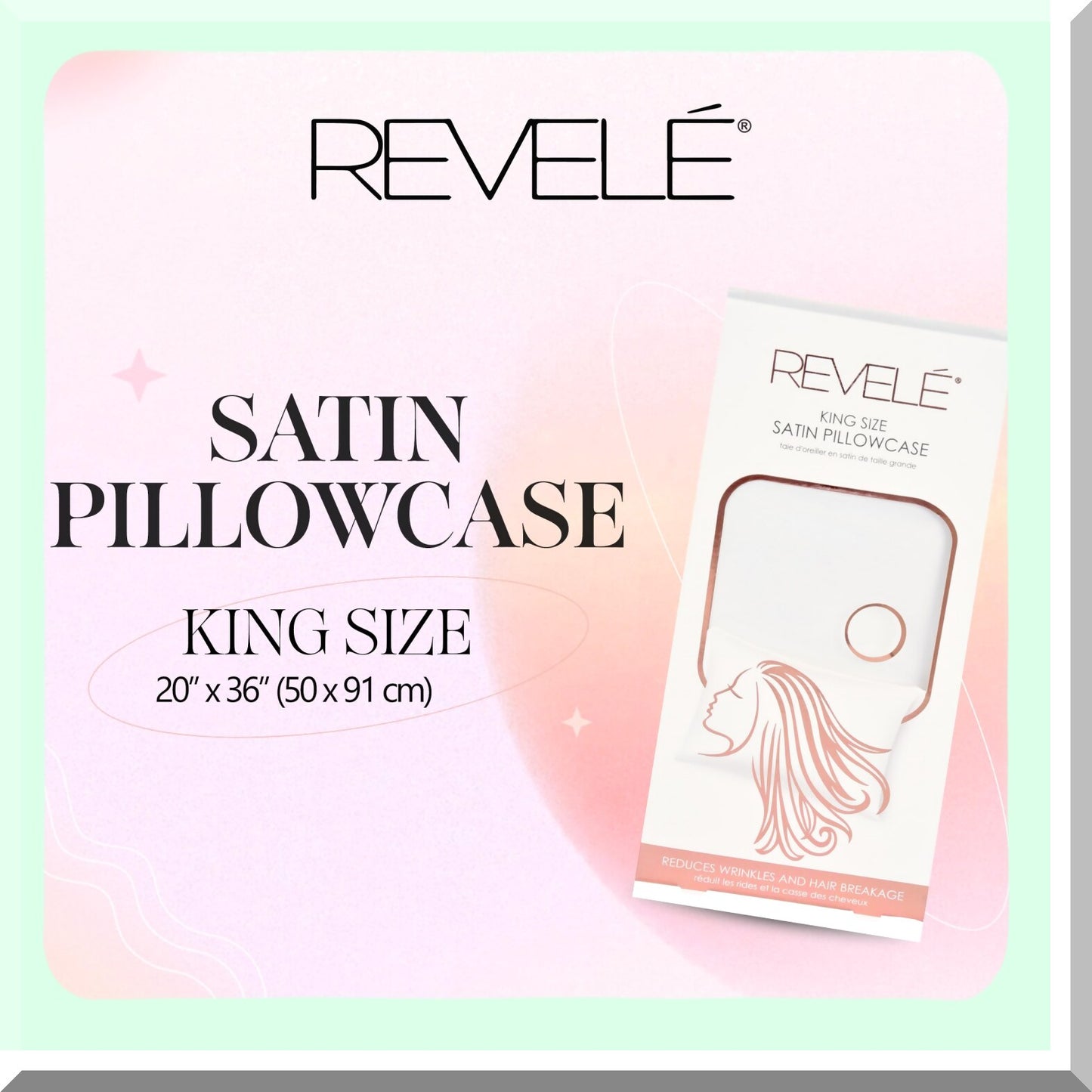 HairGuard Pillowcase - Standard Size White Envelope Closure - Silk Satin Pillow Cover for Hair Protection and Beauty Sleep - Revele Collection