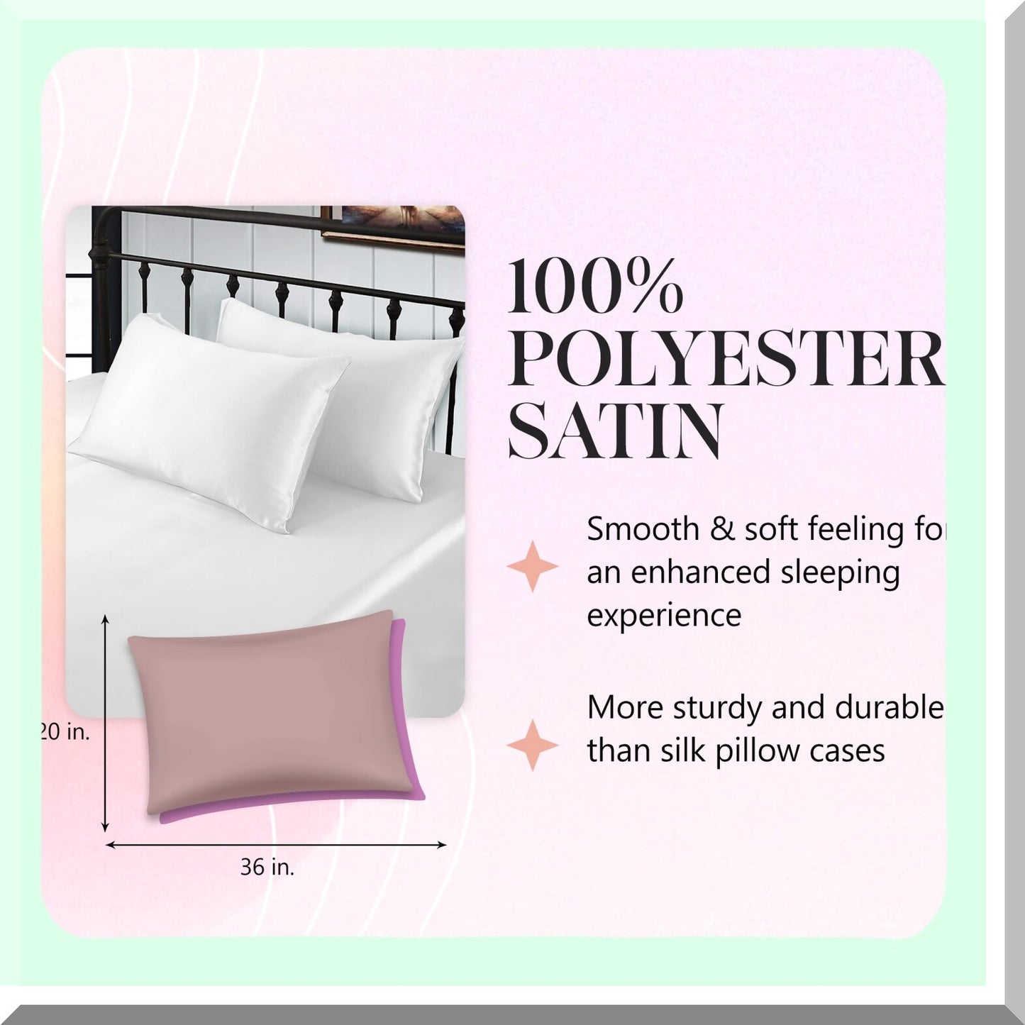 HairGuard Pillowcase - Standard Size White Envelope Closure - Silk Satin Pillow Cover for Hair Protection and Beauty Sleep - Revele Collection