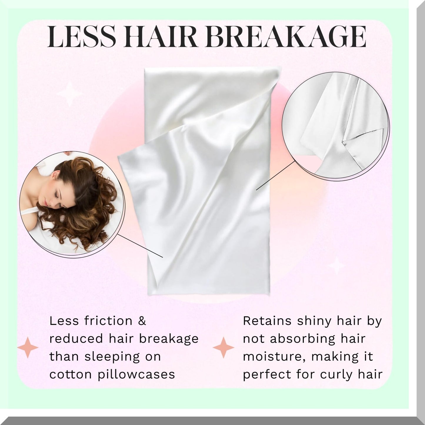 HairGuard Pillowcase - Standard Size White Envelope Closure - Silk Satin Pillow Cover for Hair Protection and Beauty Sleep - Revele Collection