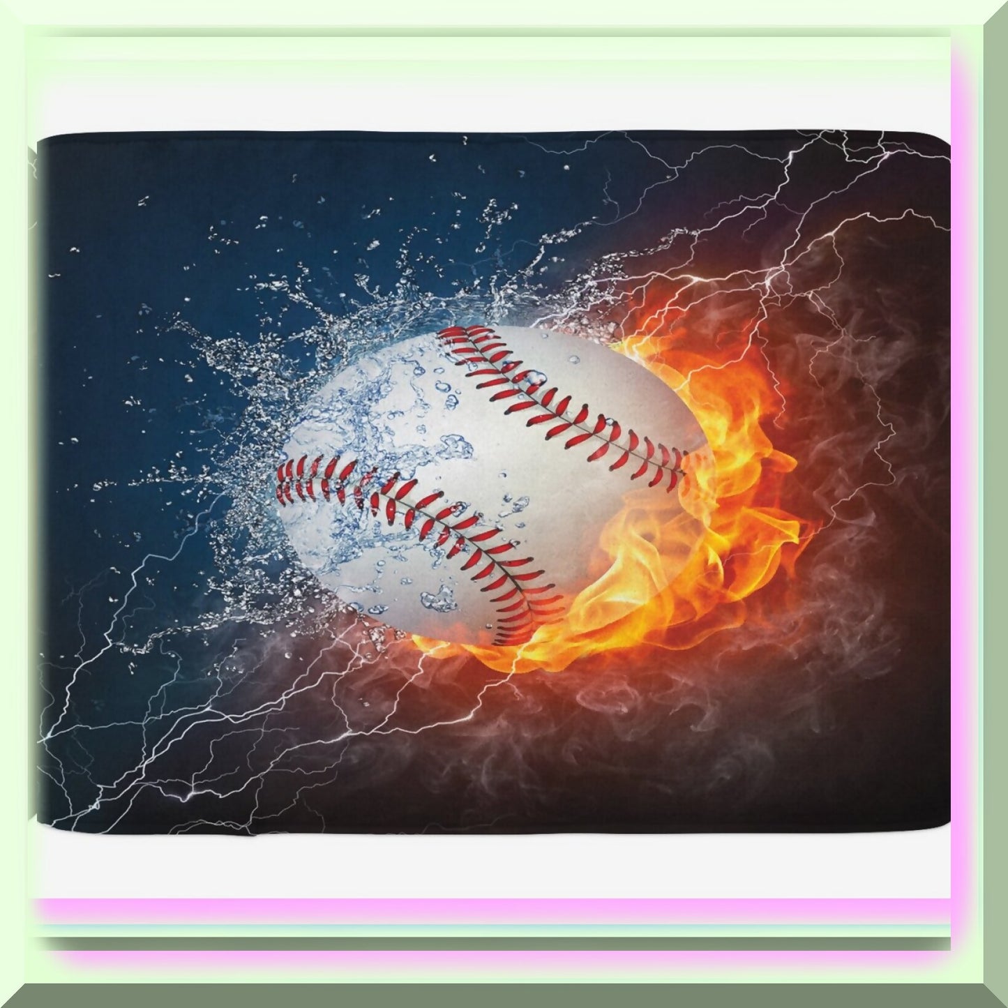 Sports Bath Mat, Baseball & Water Splash, Plush, 30.2" x 20"