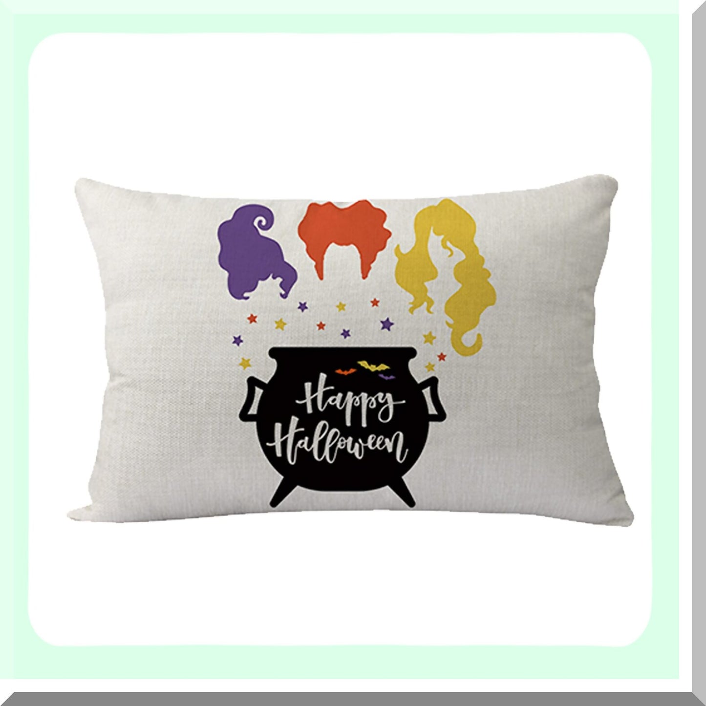 Colorful Farmhouse Holiday Pillow Covers - Set of 2 Sanderson Sisters Amuck Rectangular Cushion Cover. Decorate your home with these festive pillowcases!