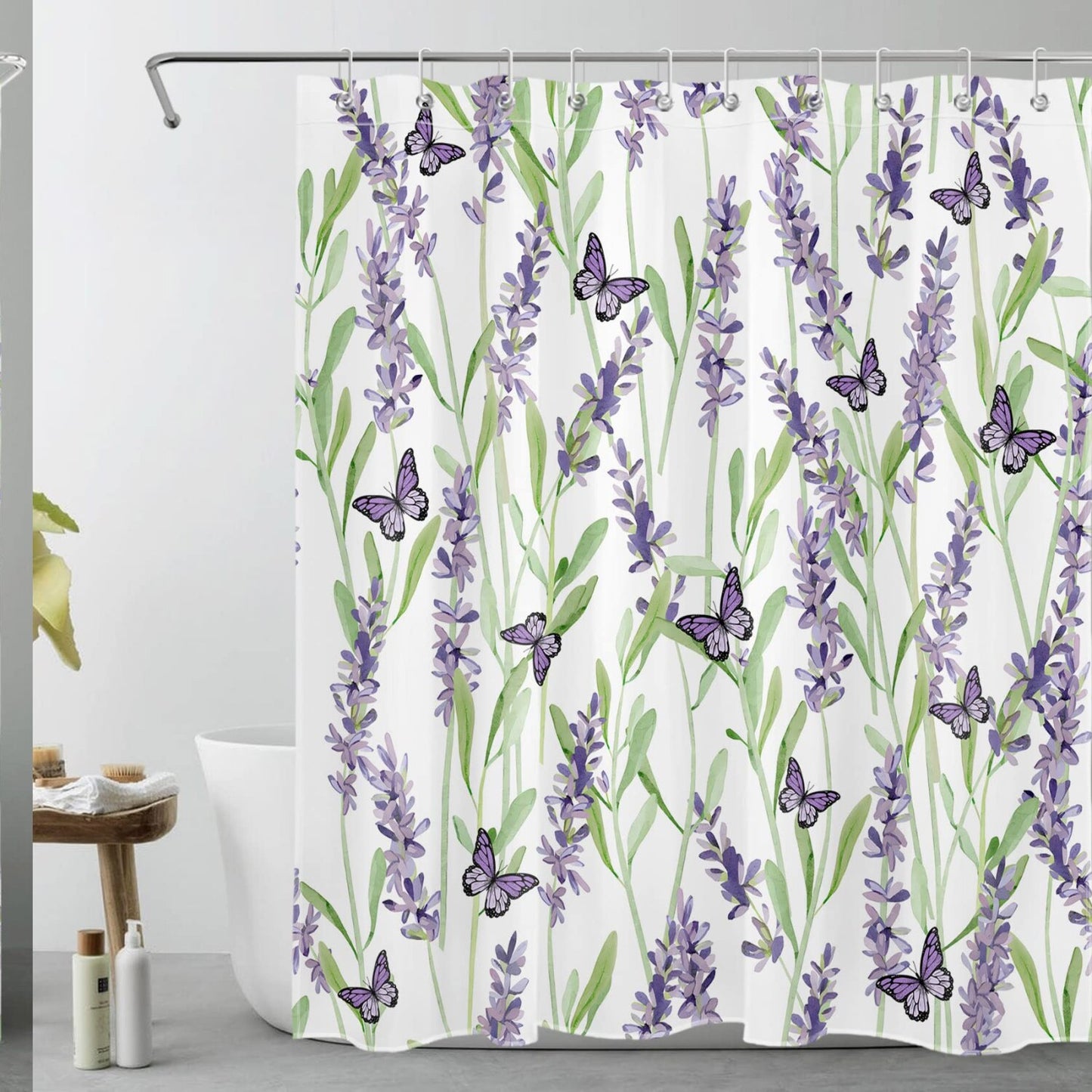 Lavender Butterfly Shower Curtain 60x72 Inches