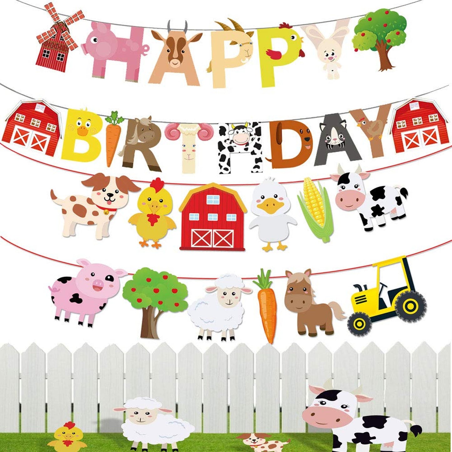 Farm Birthday Decorations with Barnyard Banner and Garland