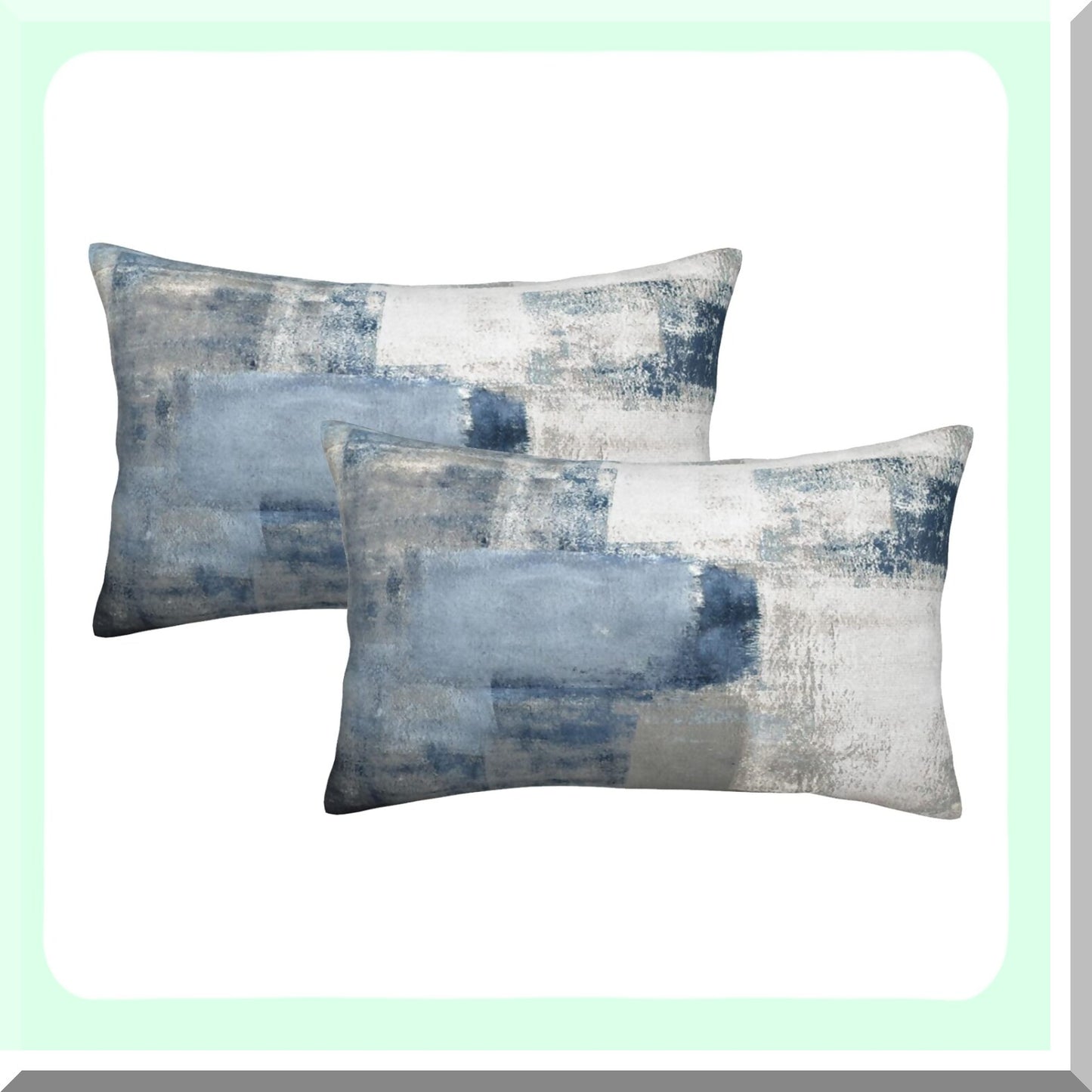 Modern Abstract Navy Blue Grey Throw Pillow Covers - Set of 2 Gray White Art Painting Cushion Covers 12x20 Inch for Couch Sofa - Stylish Home Decor Gift