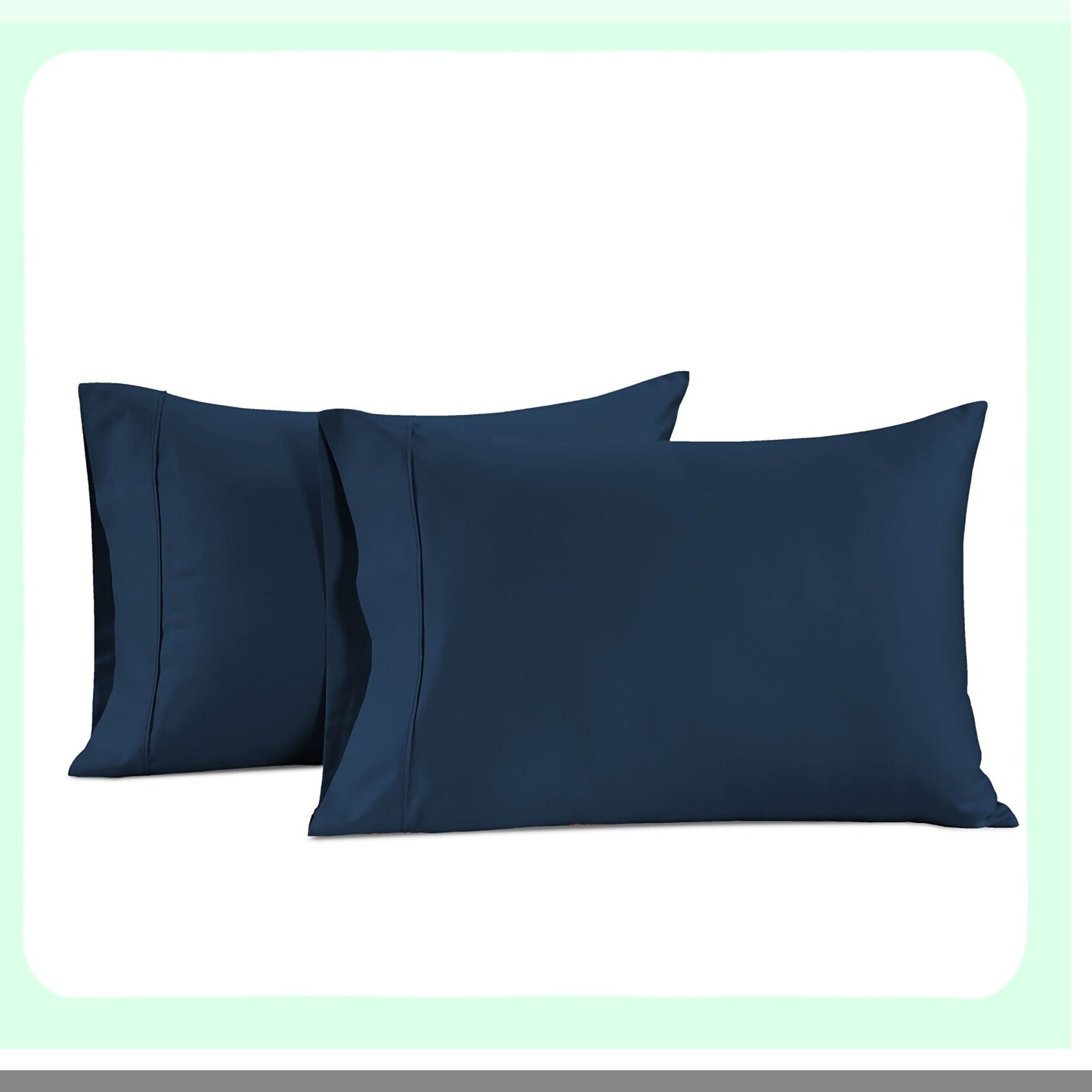 Breathable Cotton Envelope Pillowcase Set - Silky Soft Luxury Covers with 4" Hem Details - 100% Cotton Denim Pillowcases Size 20" X 40" Set of 2