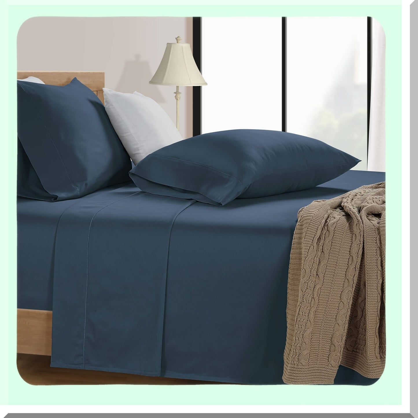Breathable Cotton Envelope Pillowcase Set - Silky Soft Luxury Covers with 4" Hem Details - 100% Cotton Denim Pillowcases Size 20" X 40" Set of 2