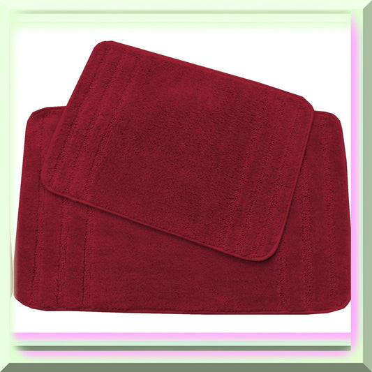 Rectangular Non Slip Plush Shaggy Bath Mat Set