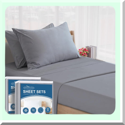 Cot Comfort 4-Piece Sheet Set - Twin Size Fitted Sheets for Camp Bunk, RVs, Guest Beds - Grey - 30" x 75" x 9" - Trifold Mattress - 2 Pack