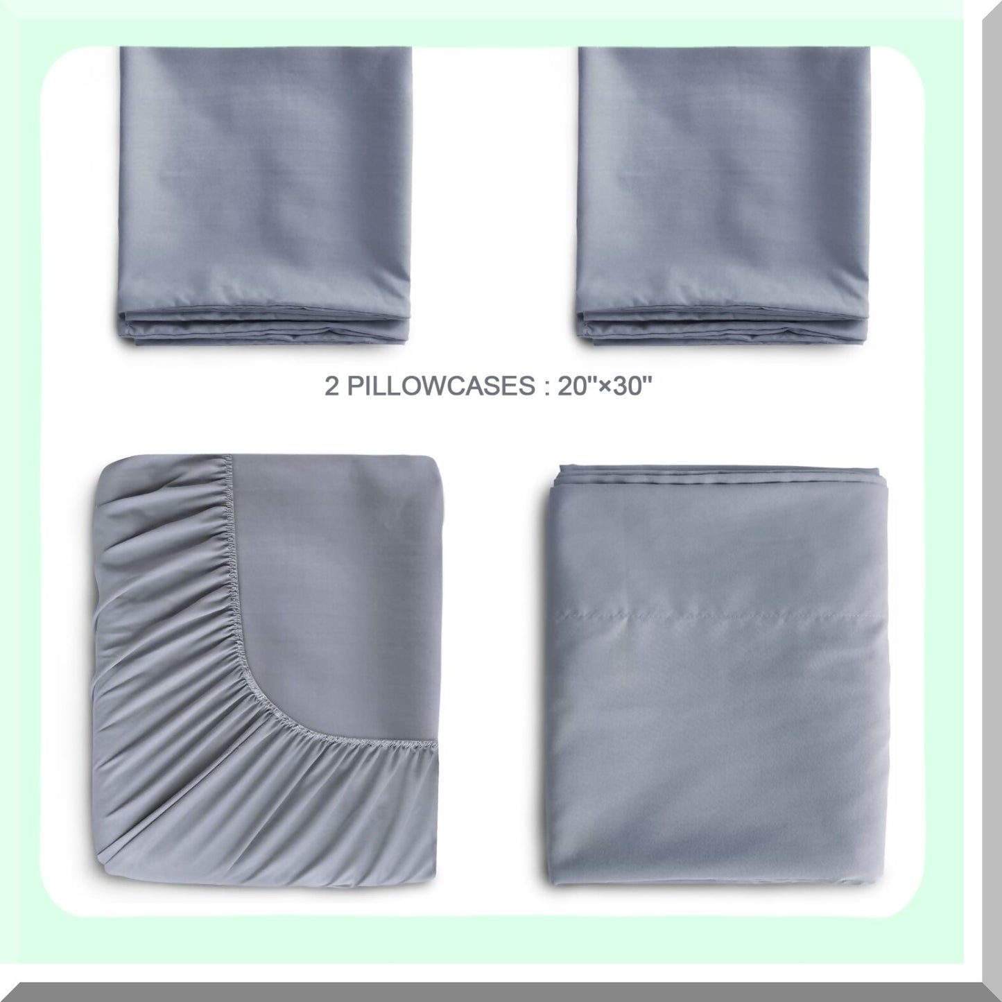 Cot Comfort 4-Piece Sheet Set - Twin Size Fitted Sheets for Camp Bunk, RVs, Guest Beds - Grey - 30" x 75" x 9" - Trifold Mattress - 2 Pack