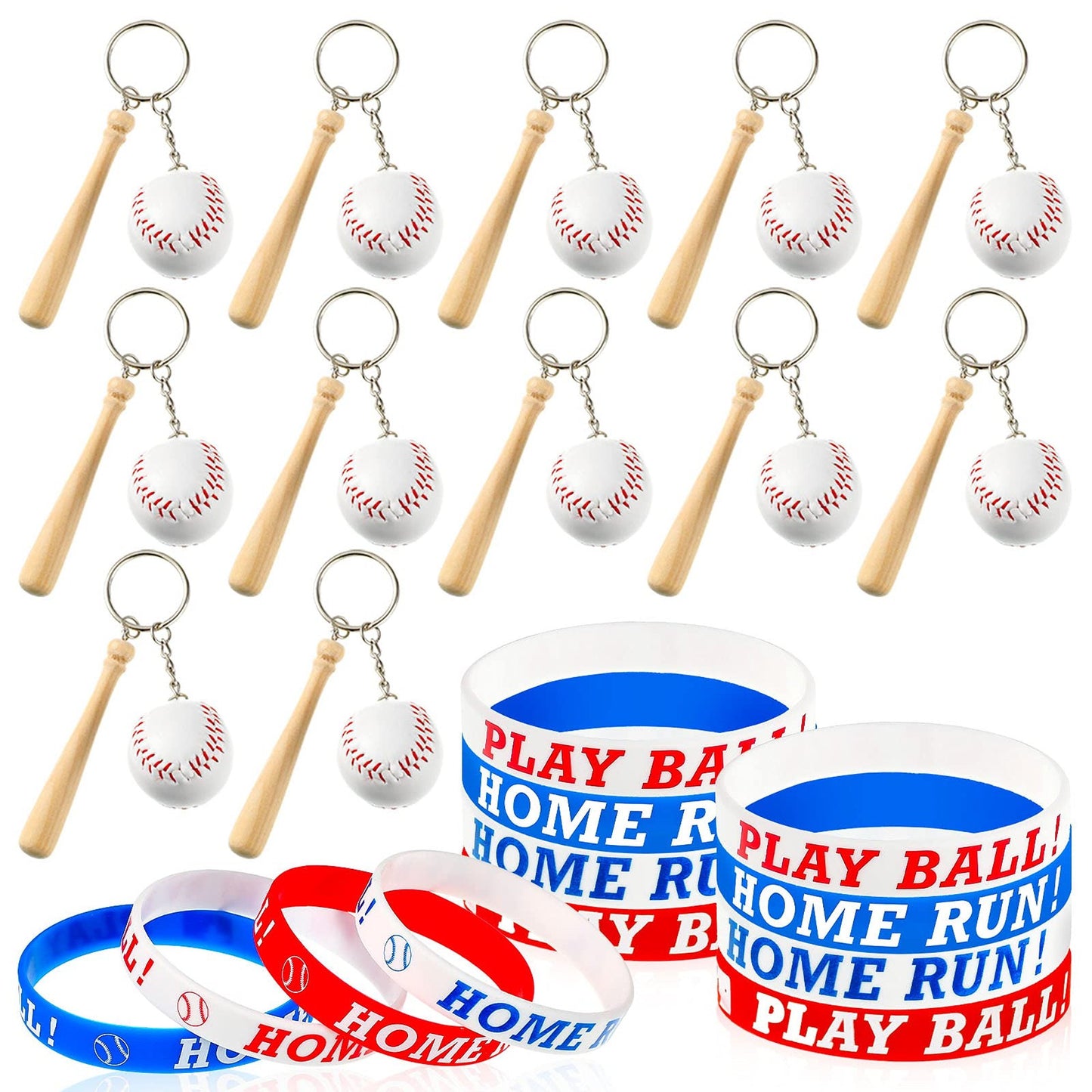 Baseball Party Supplies Set with Bracelets and Keychains