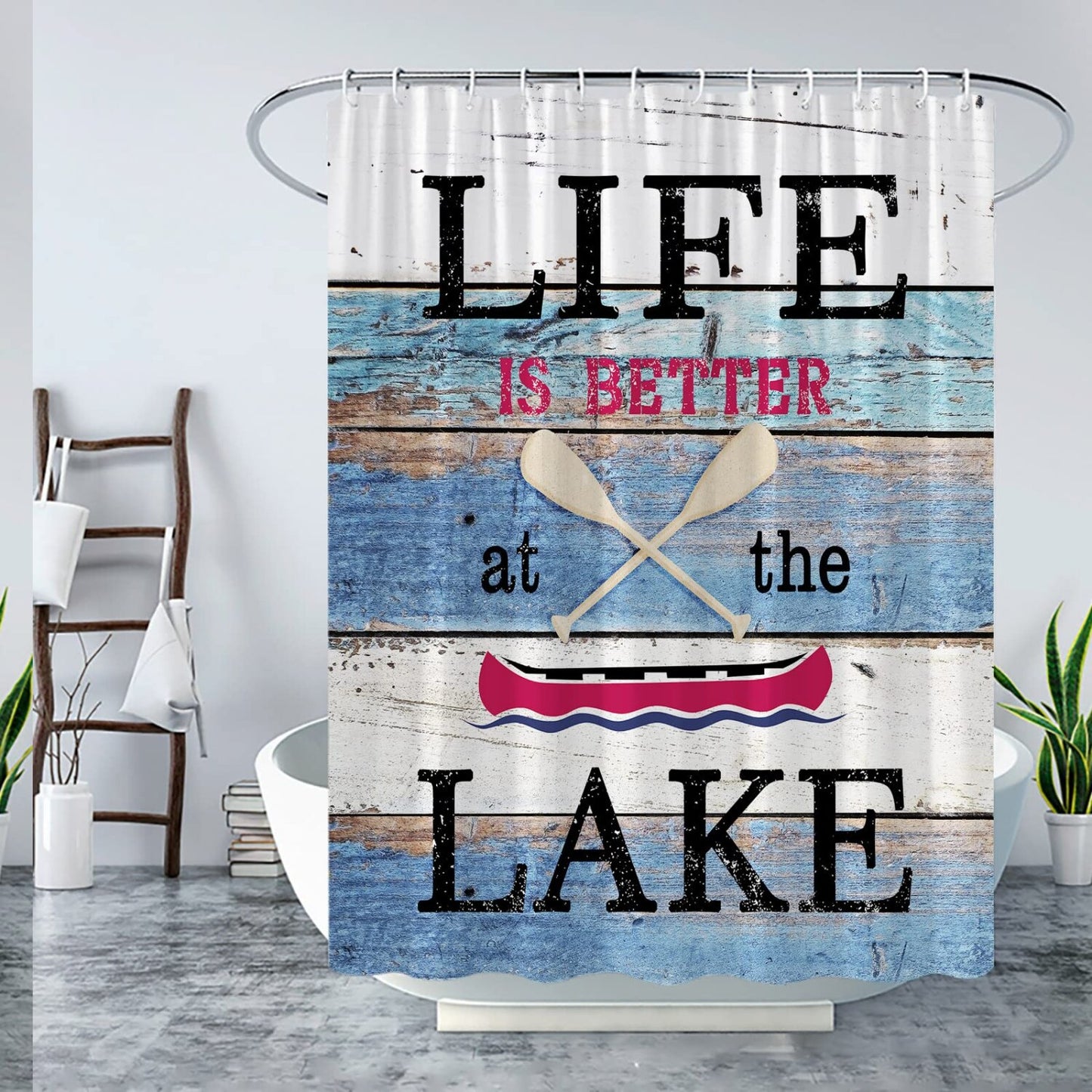 Rustic Lake Cabin Shower Curtain 15 Sizes with Hooks