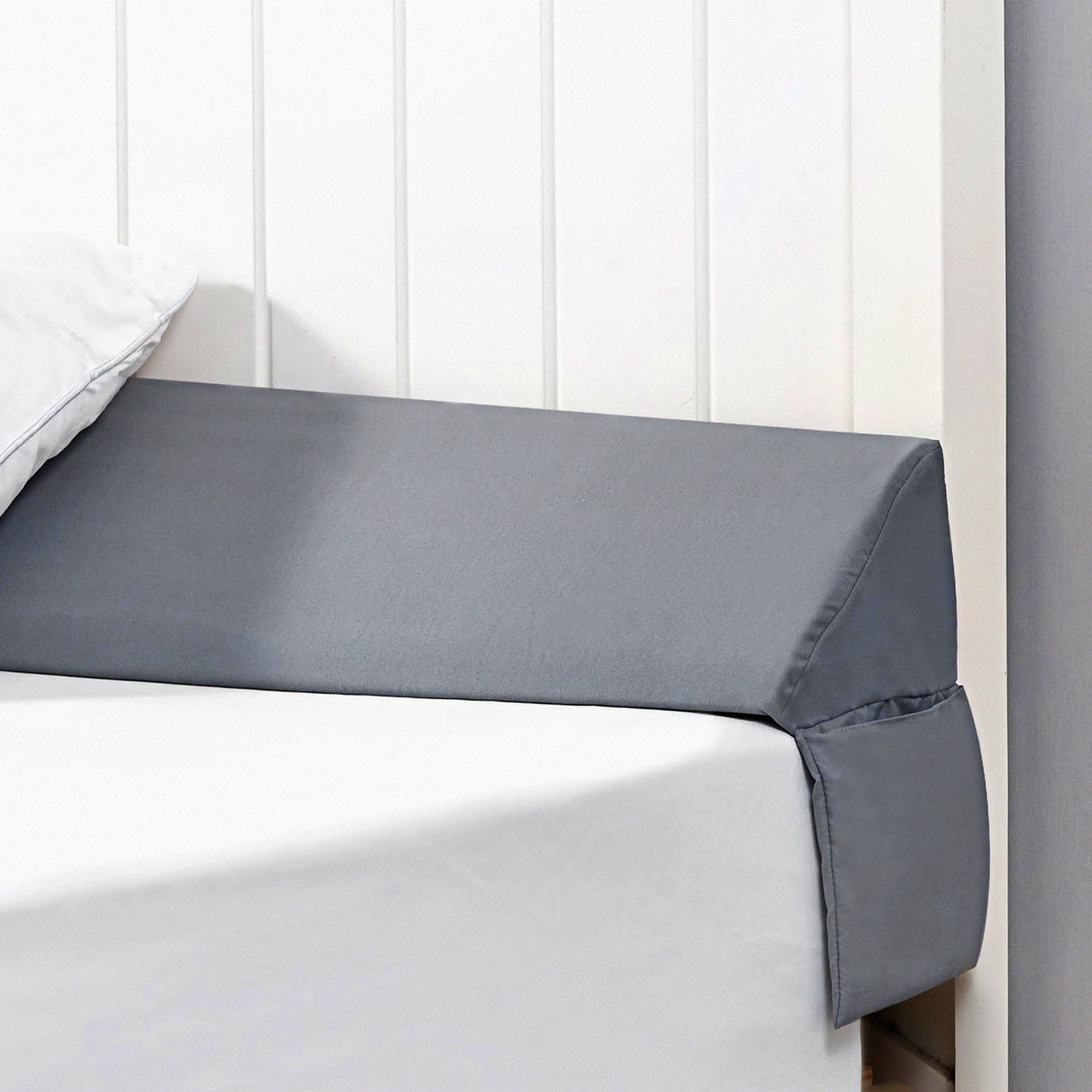 Headboard Gap Pillow Wedge - Mattress Gap Filler - Close 0-3.5" Gap - Bed Wedge Pillow for Headboard - Gray - Sleep Comfort - Bedding Accessory