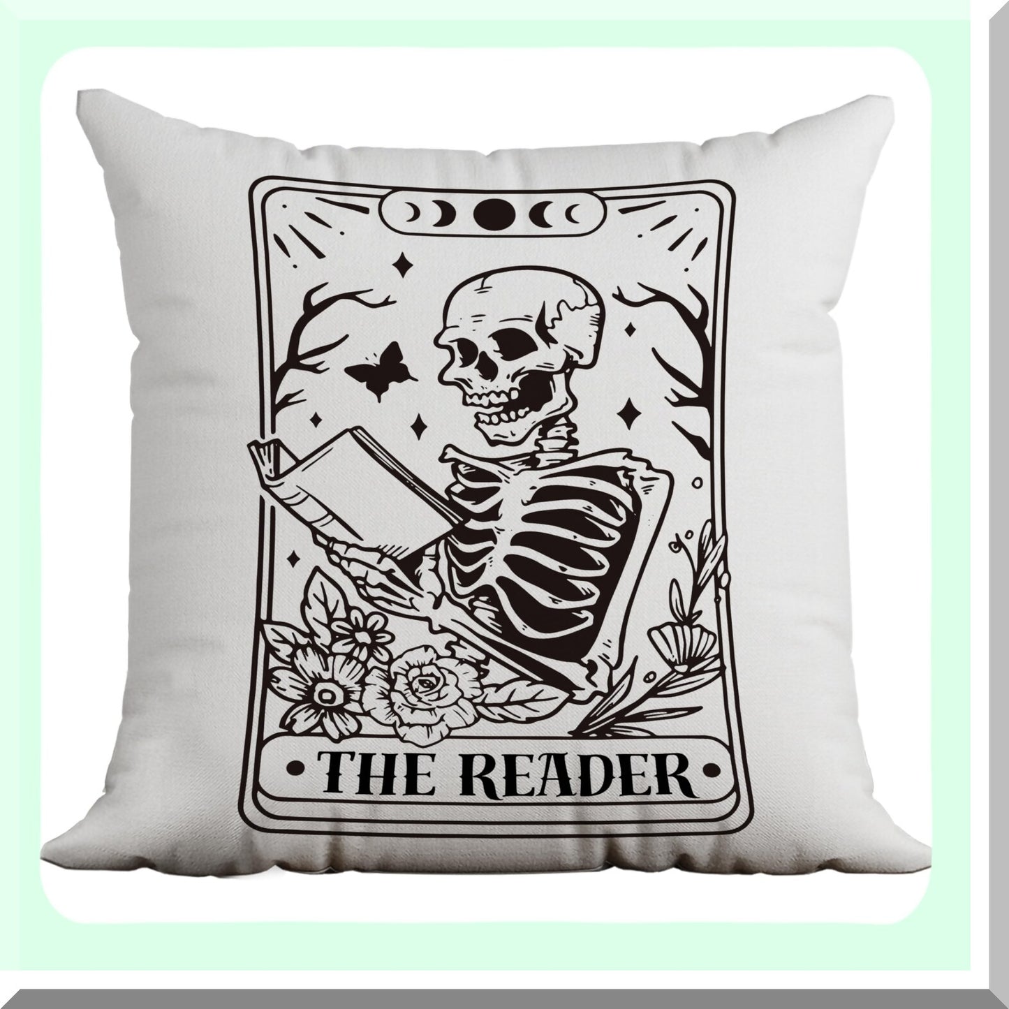 Gothic Skeleton Tarot Pillow Covers - The Reader's Room Decor Set - Book Lover Gift - 18x18 Throw Pillow Cover for Home Bedroom