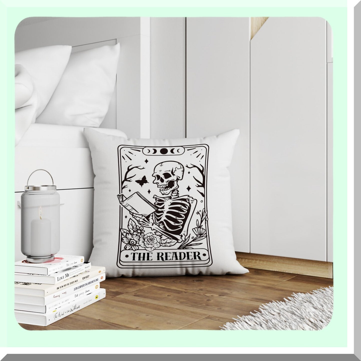 Gothic Skeleton Tarot Pillow Covers - The Reader's Room Decor Set - Book Lover Gift - 18x18 Throw Pillow Cover for Home Bedroom