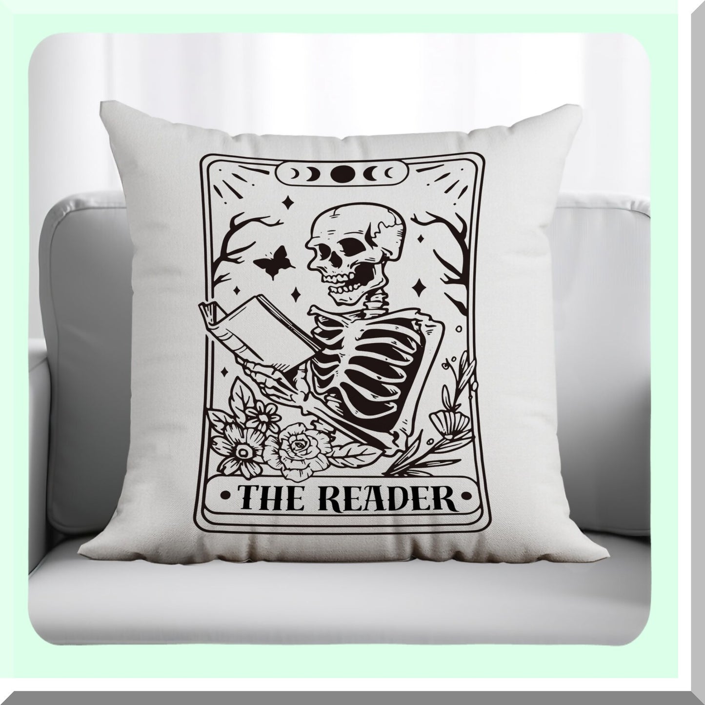 Gothic Skeleton Tarot Pillow Covers - The Reader's Room Decor Set - Book Lover Gift - 18x18 Throw Pillow Cover for Home Bedroom