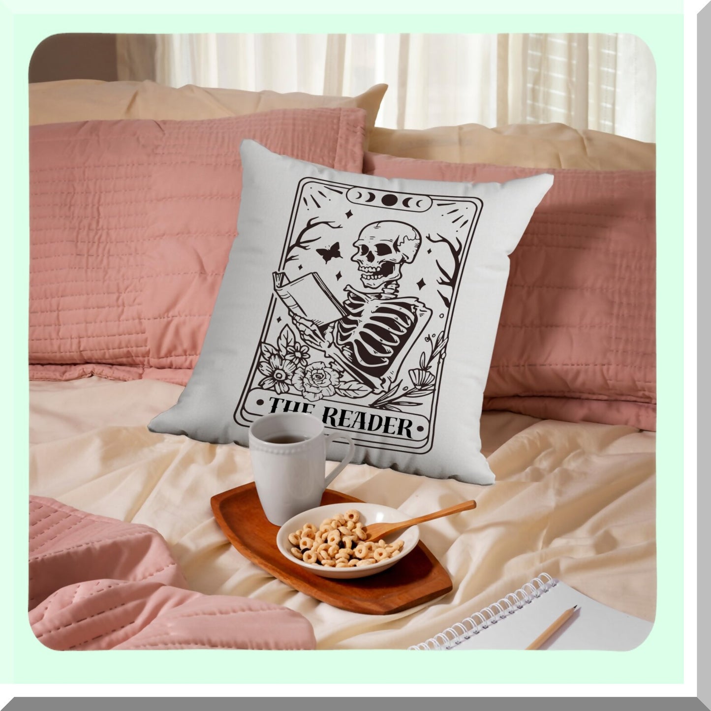Gothic Skeleton Tarot Pillow Covers - The Reader's Room Decor Set - Book Lover Gift - 18x18 Throw Pillow Cover for Home Bedroom