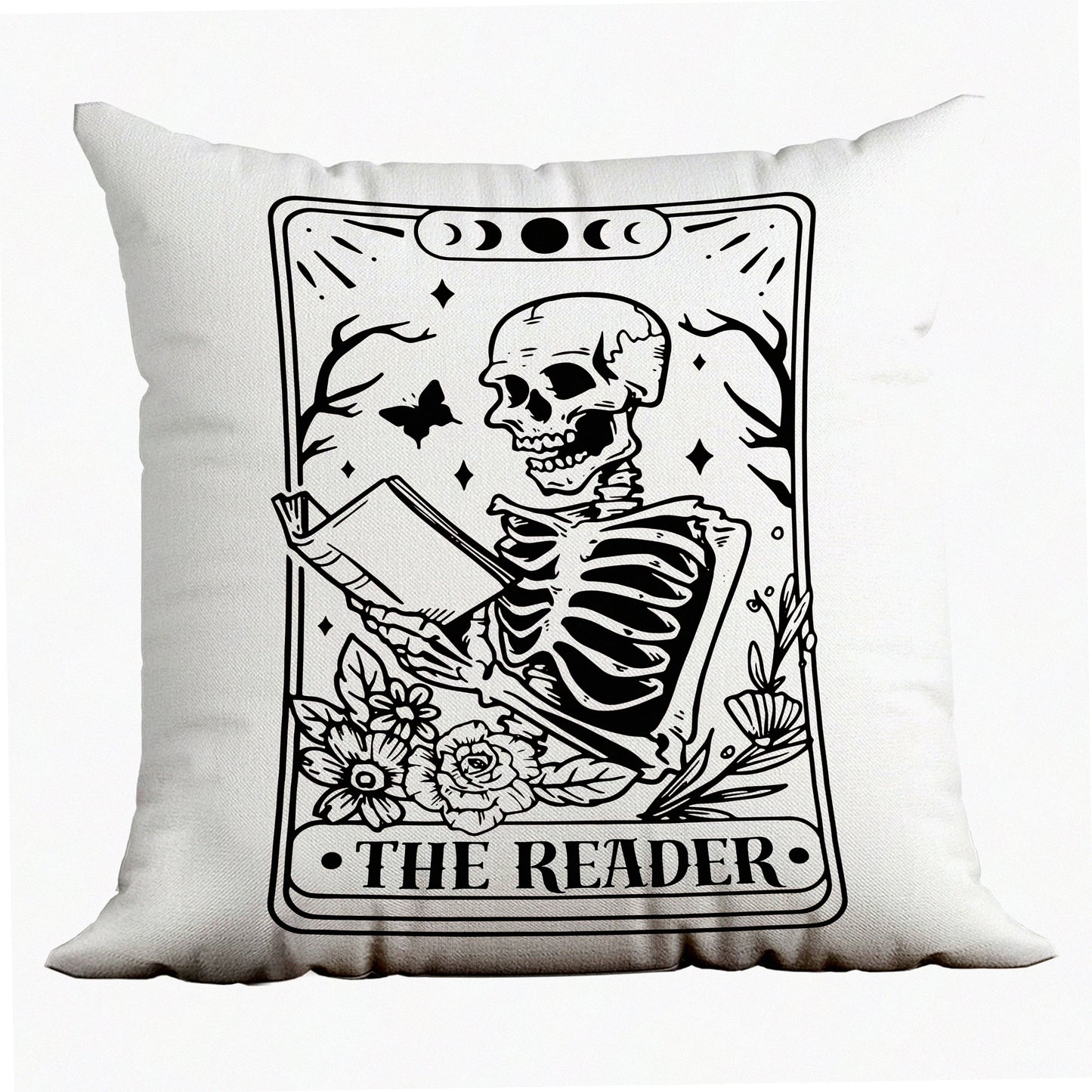 Gothic Skeleton Tarot Pillow Covers - The Reader's Room Decor Set - Book Lover Gift - 18x18 Throw Pillow Cover for Home Bedroom