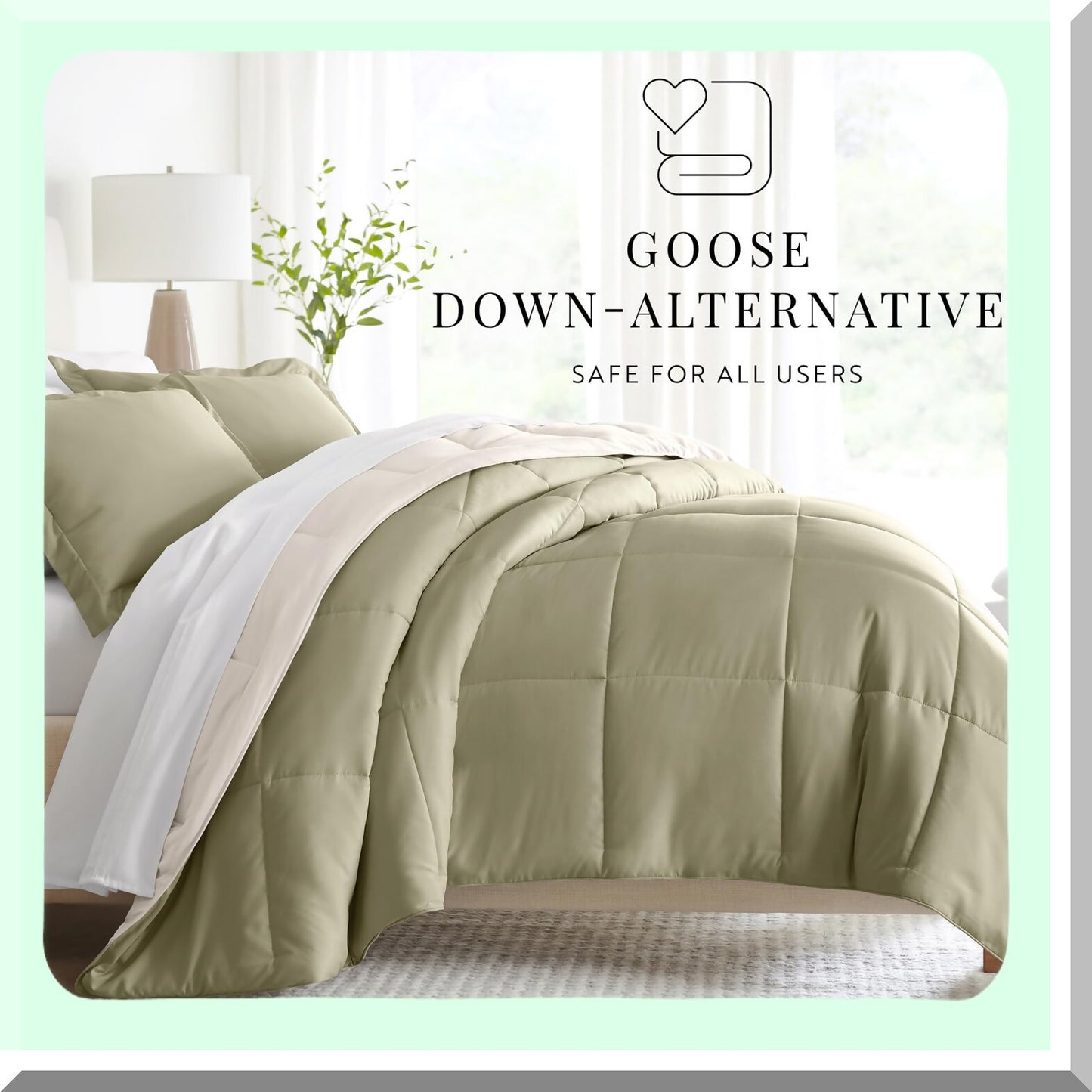 LuxurySoft Queen Comforter Set - 3 Piece Lightweight Down Alternative Bedding with Reversible Design and 2 Pillow Shams - Queen Size Comforter Set