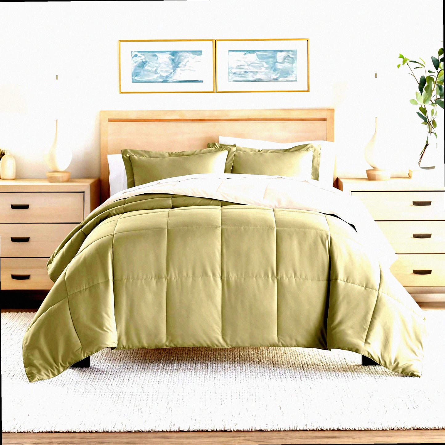 LuxurySoft Queen Comforter Set - 3 Piece Lightweight Down Alternative Bedding with Reversible Design and 2 Pillow Shams - Queen Size Comforter Set