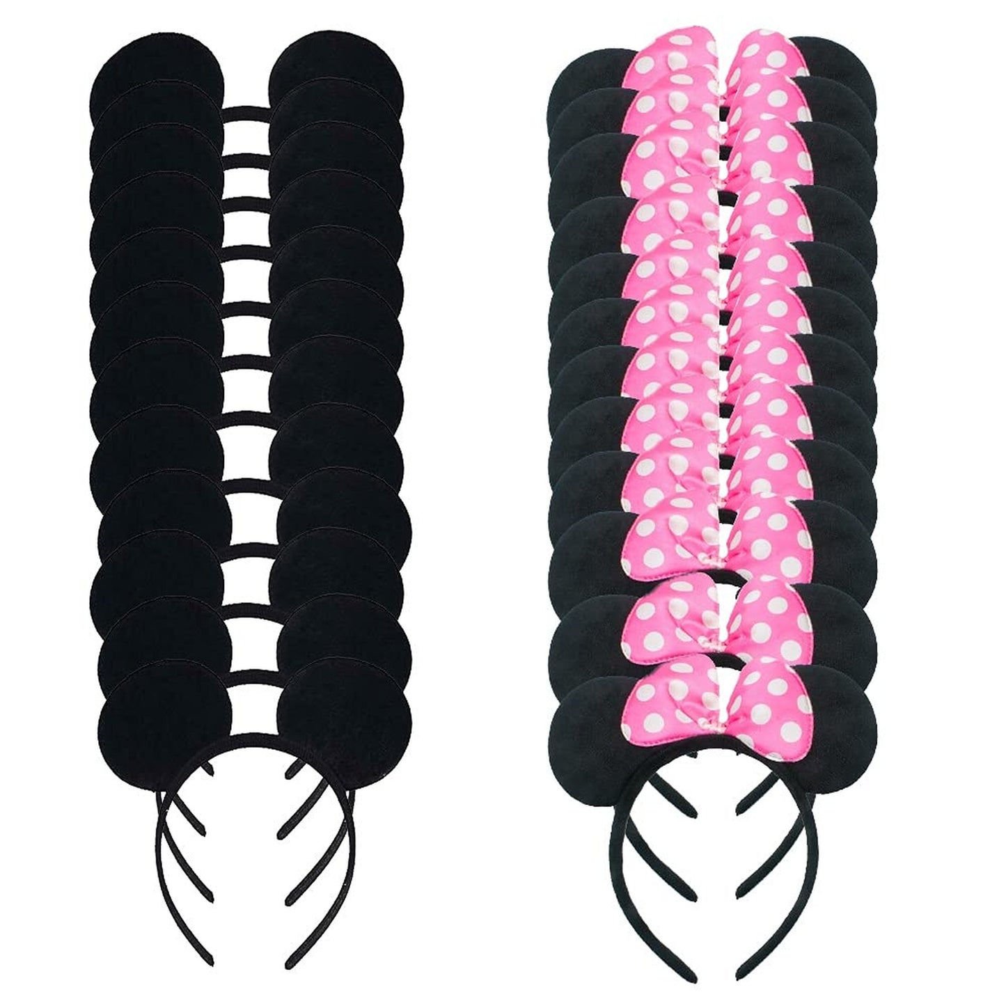24 Pcs Mouse Ears Headbands for Kids and Adults