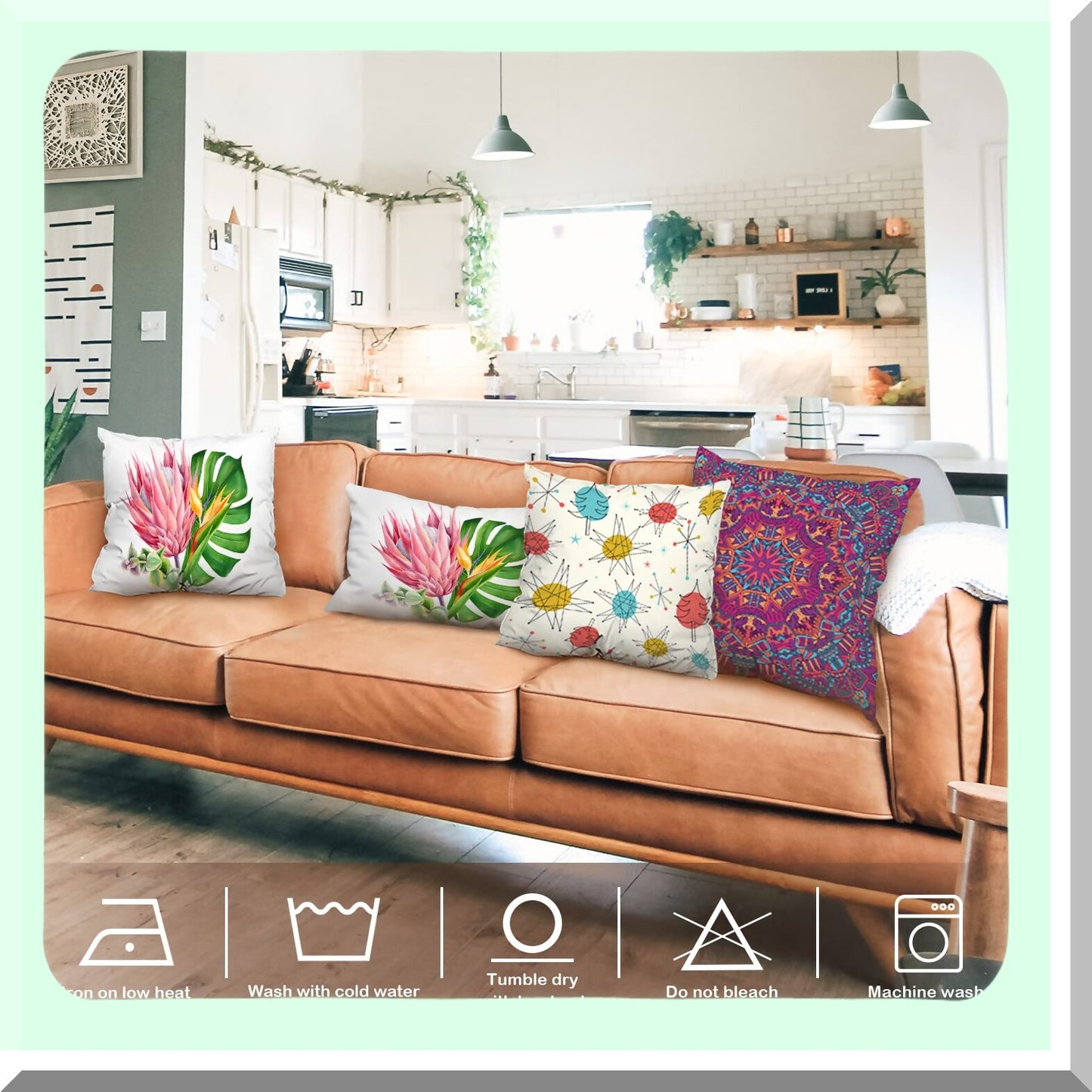 Tropical Bloom Double Sided Pillow Covers - Floral Watercolor Leaf Throw Cushion Set - Pink Decorative Sofa Lumbar 12x20 Inches (Set of 2)