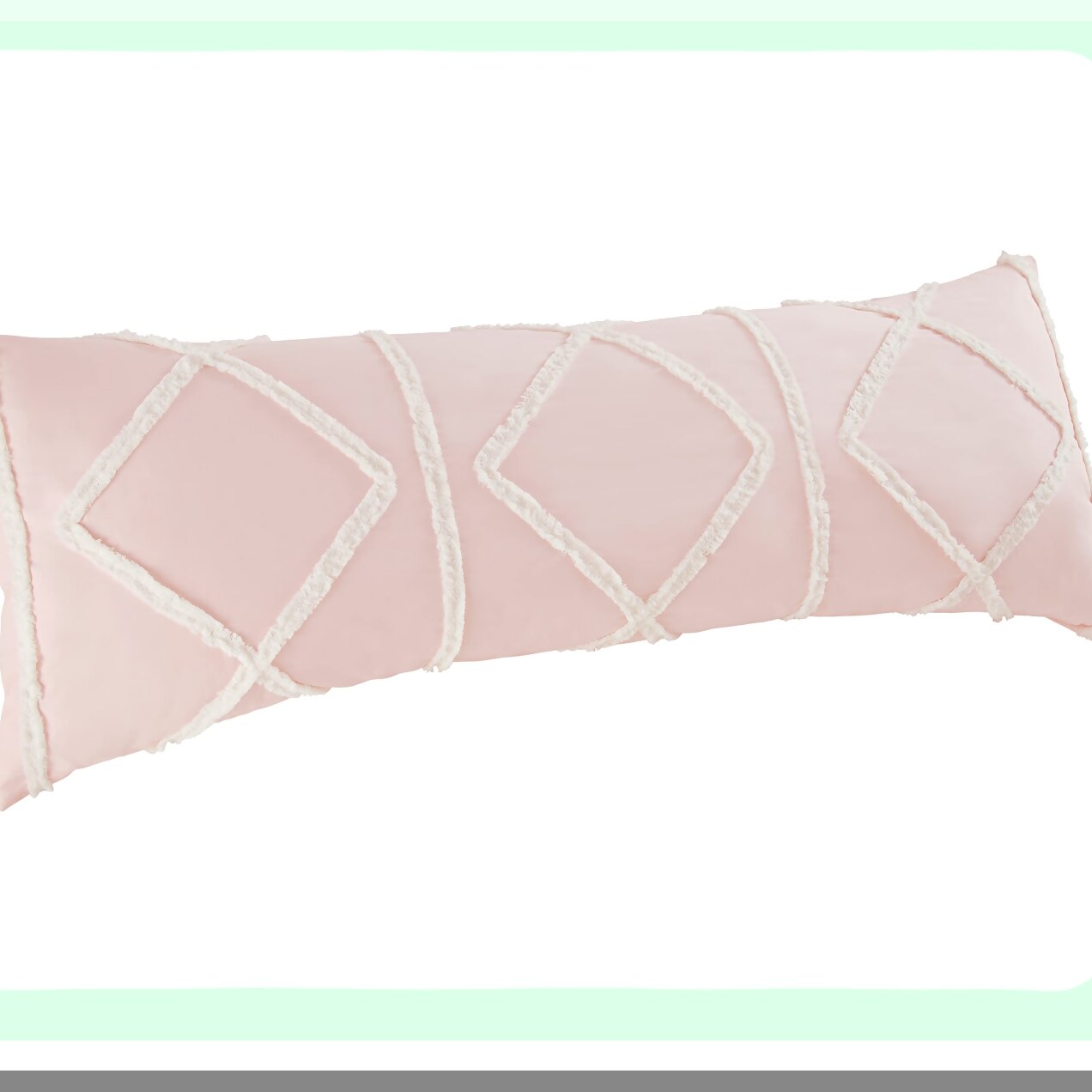 Blush Pink Macrame Tufted Body Pillow Cover - Boho Chic Farmhouse Accent Case with Geometric Design - 54x20 Zipper Throw Pillow